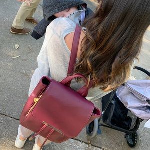 Wine red backpack purse
